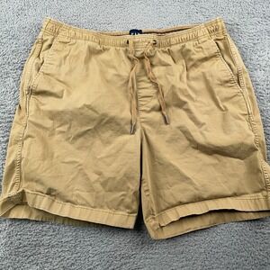 Gap Shorts Mens Large Khaki Drawstring Elastic Waist Casual Cotton Stretch 6.5"